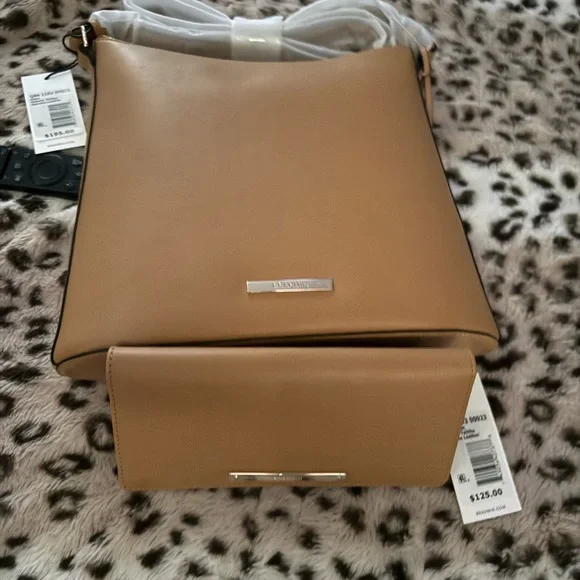 NWT Brahmin Katy crossbody and Ady wallet NATURAL TALITHA GENUINE LEATHER - Picture 1 of 6